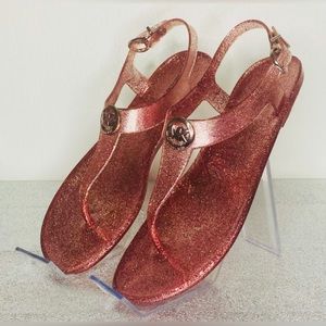 ⭐️   Michael Kors Jelly Myra - Rose Gold Glitter Sandals